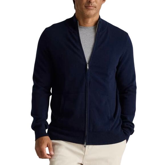 New Quince Mongolian Cashmere Full Zip Men’s Size XXL Sweater True Navy 3288 - Picture 1 of 13